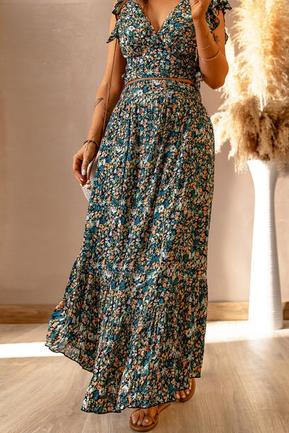 Floral Print Crop Top & Maxi Skirt Set