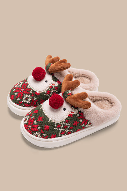 Christmas Cartoon Reindeer Plush Home Slippers