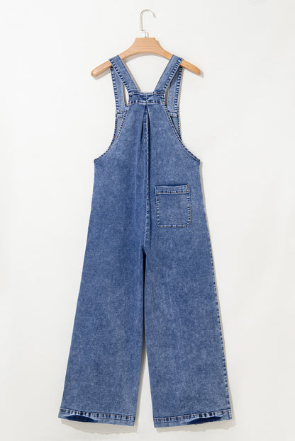 Blue Mineral Washed Denim Overalls