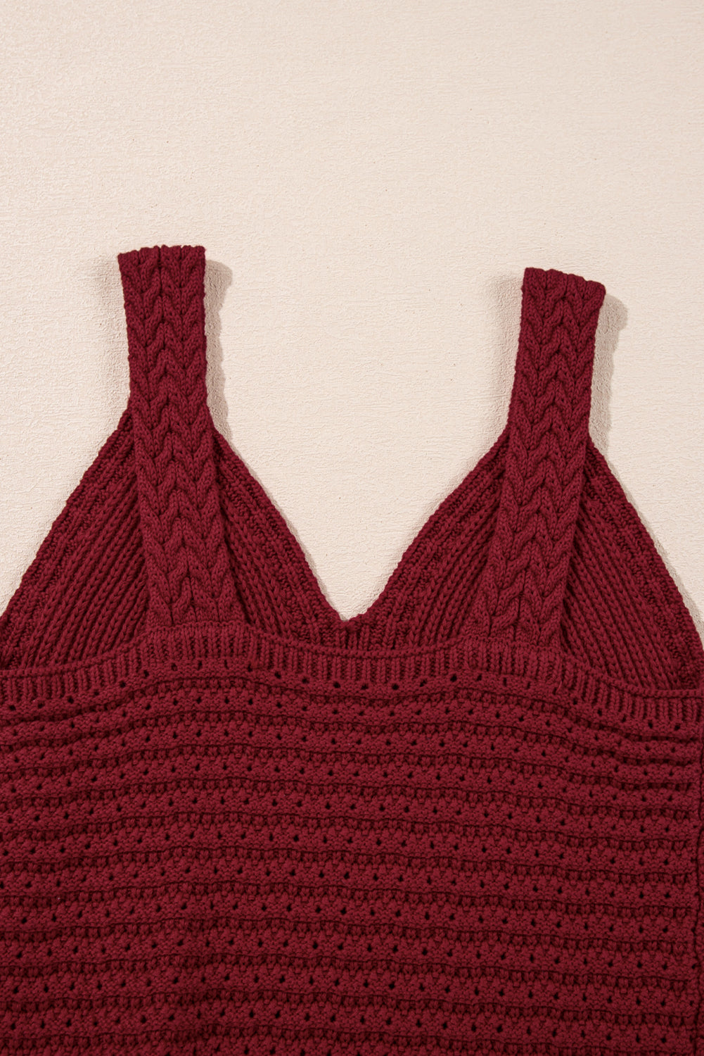 Burgundy Cable Knit Pointelle Camisole