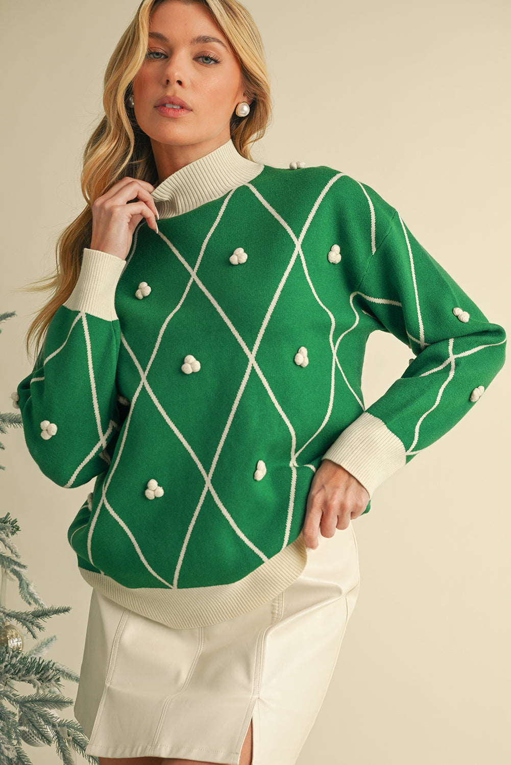 Green High Neck Sweater