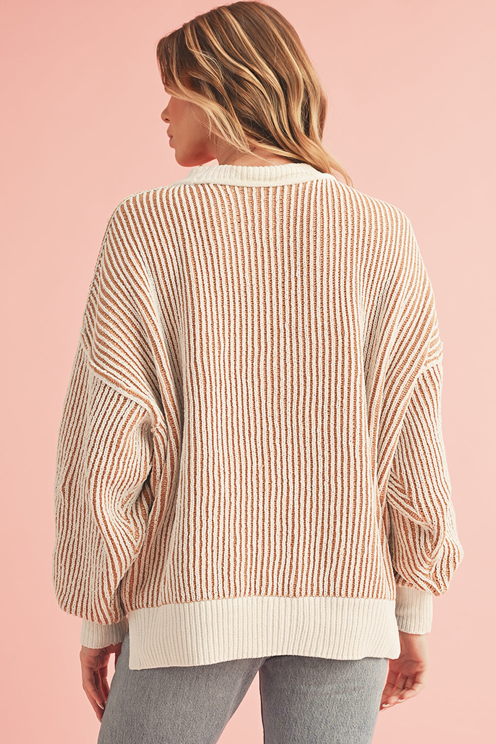 Chestnut Striped Loose Sweater