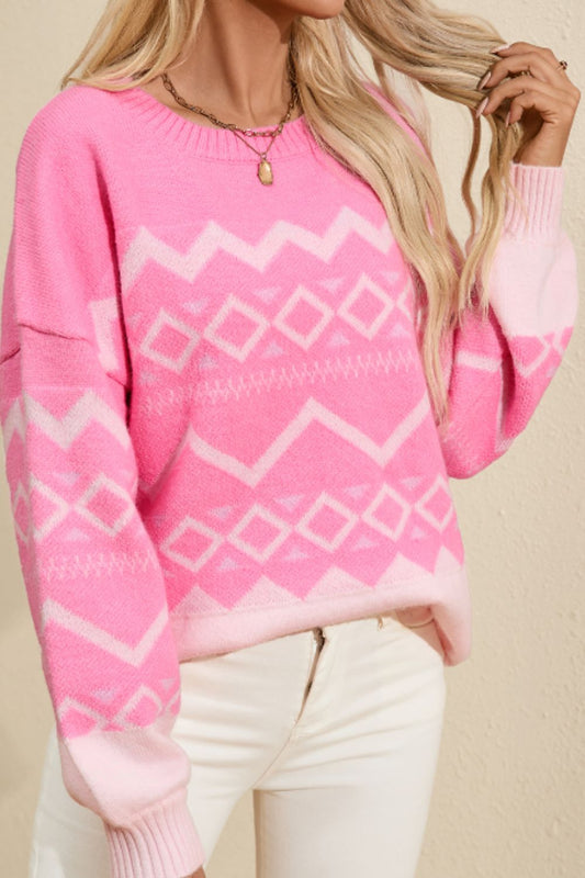 Geometric Print Sweater