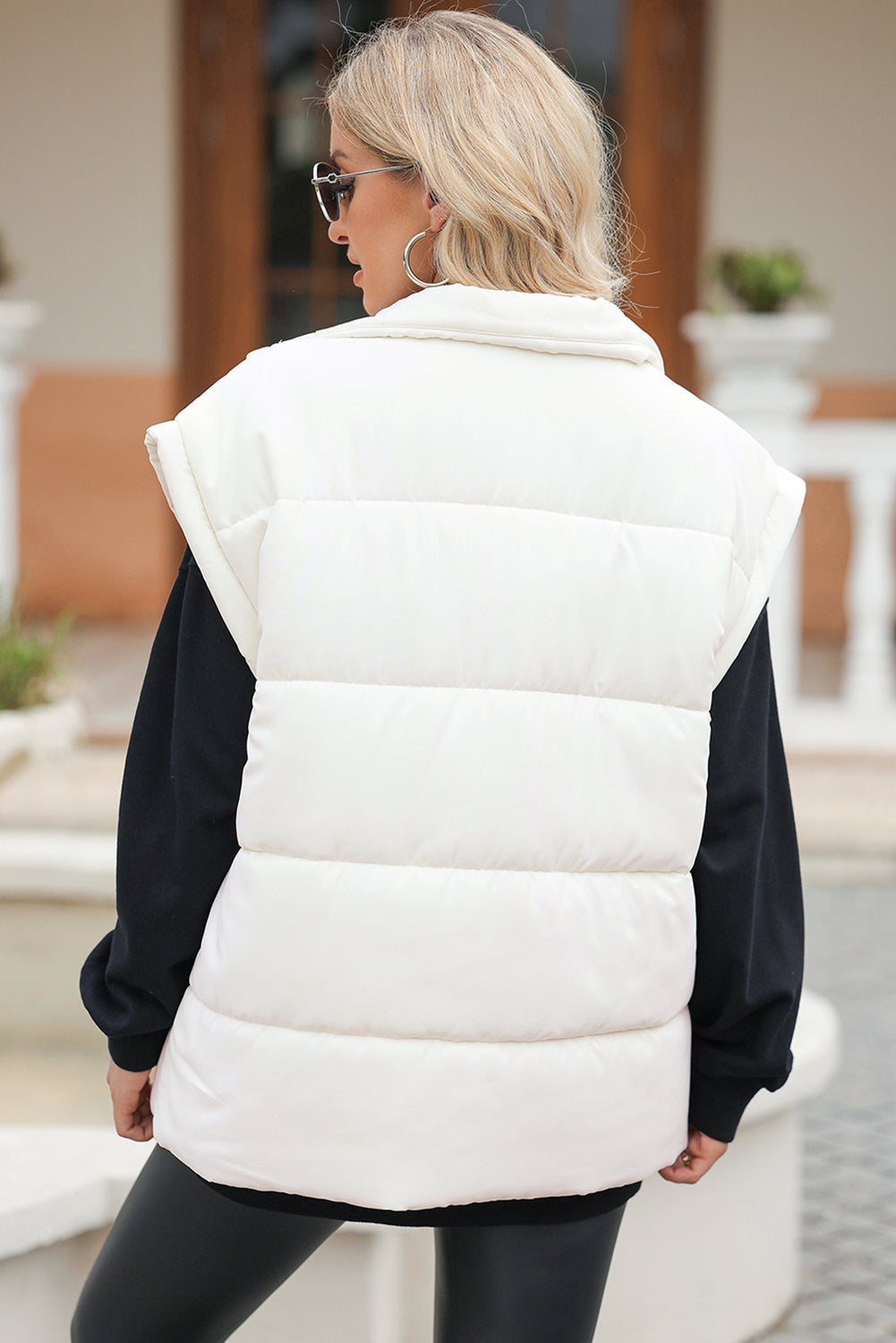 White Oversized Puffer Vest