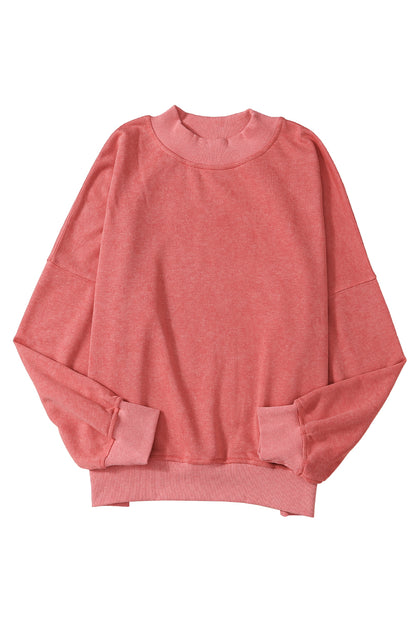 Plain Drop Shoulder Crew Neck Pullover Sweatshirt