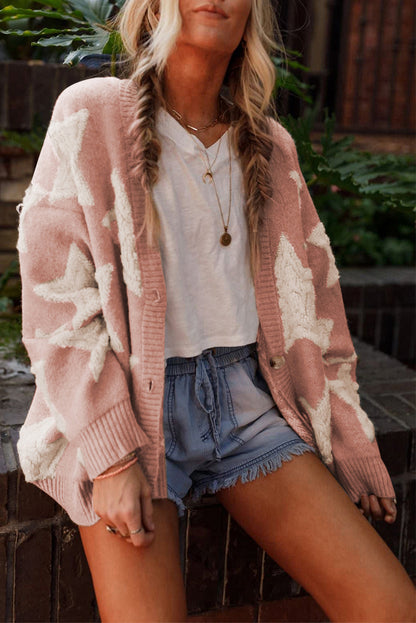 Pink Star Pattern Cardigan