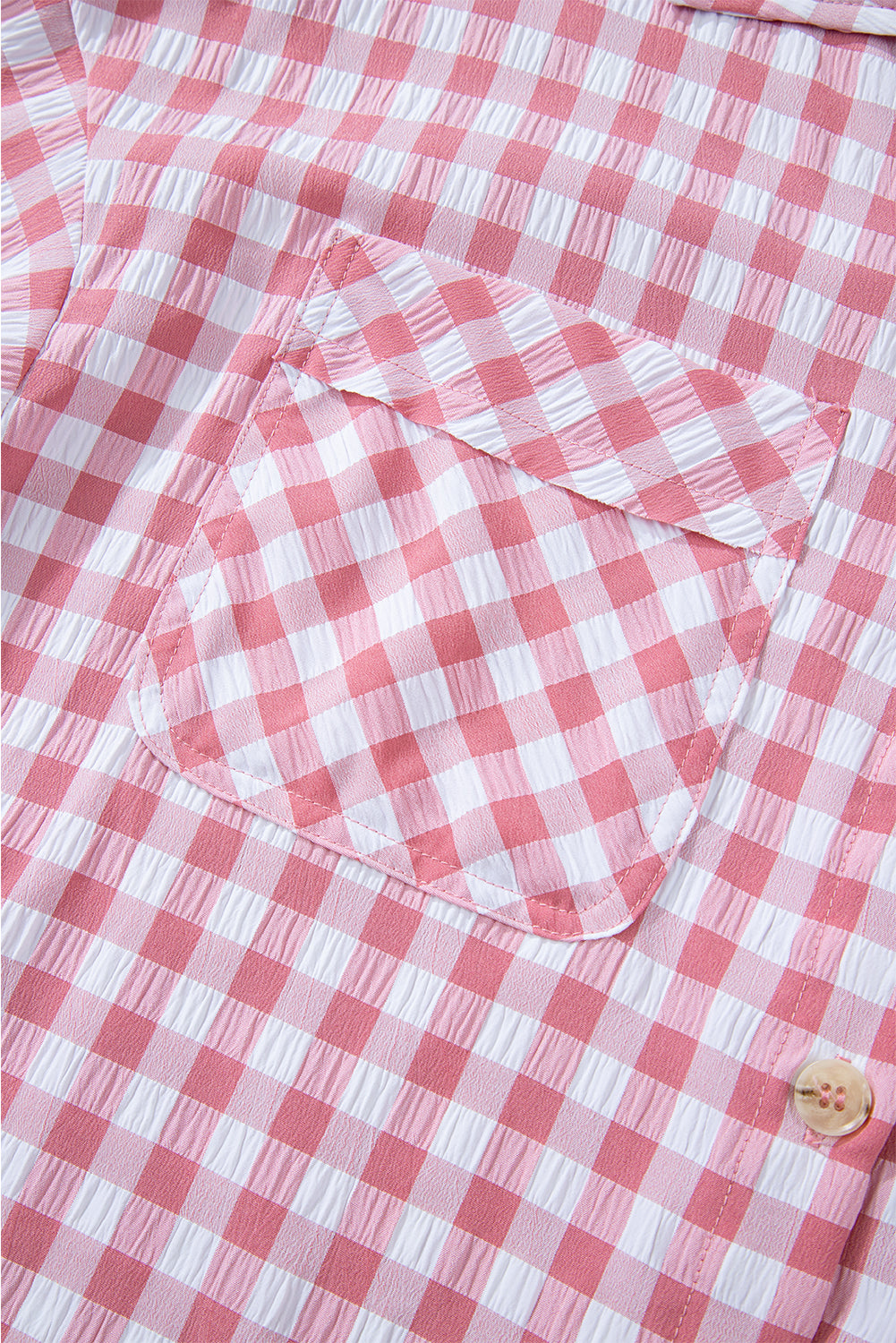 Pink Gingham Print Shirt