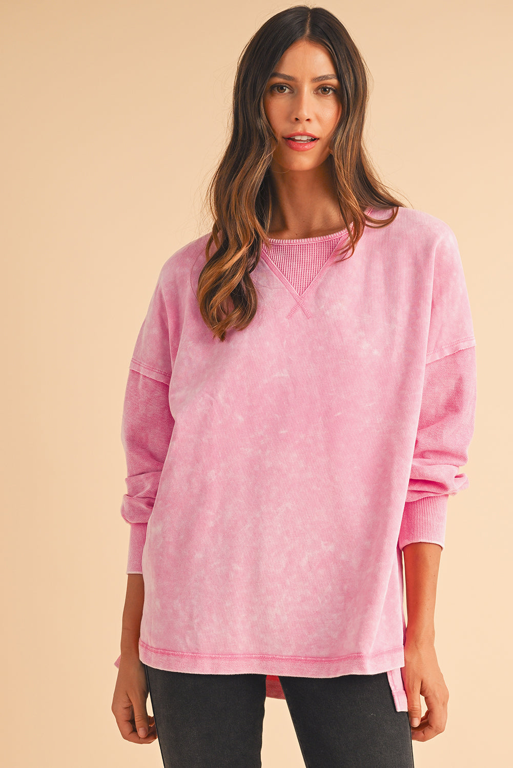 Strawberry Pink Mineral Wash Oversized Sweatshirt