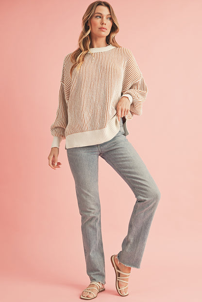 Chestnut Striped Loose Sweater