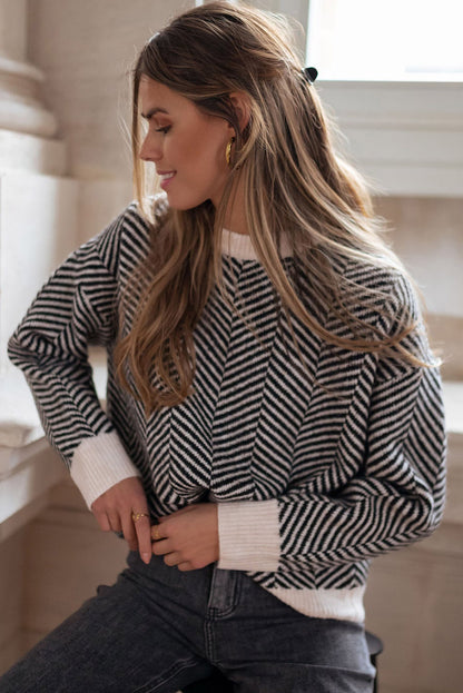 Black Contrast Edge Sweater