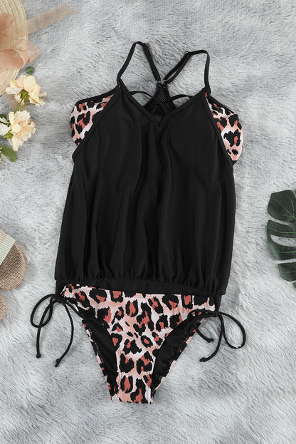 Black Leopard Tankini Set