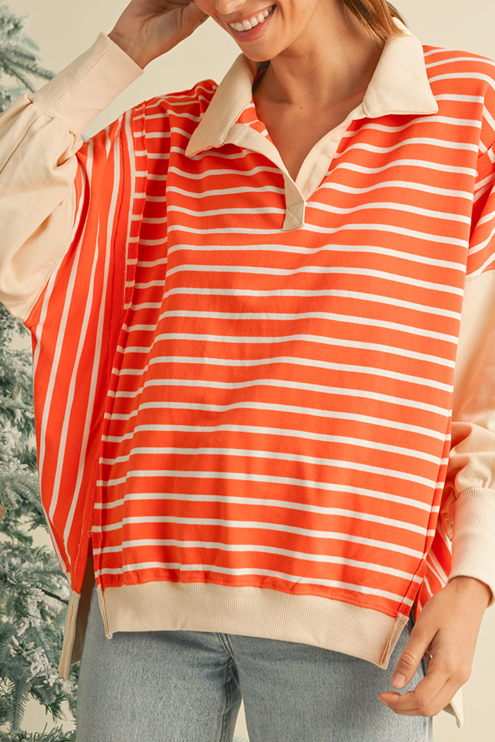 Orange Striped Sweatshirt