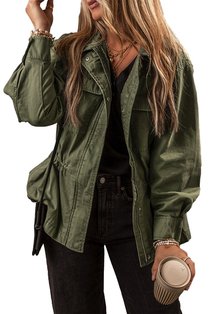 Moss Green Tight Waist Jacket