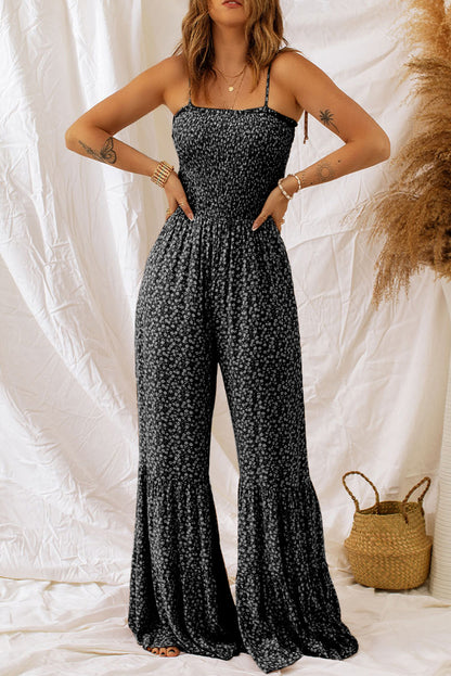 Black Floral Print Jumpsuit