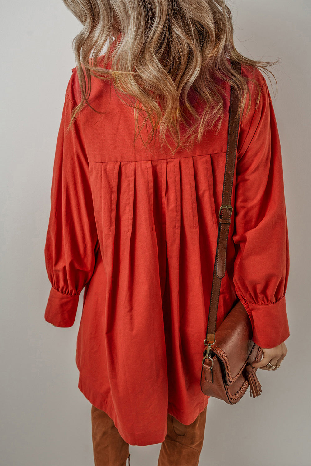 Tomato Red Mini Shirt Dress