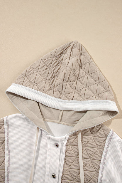 Quilted Textured Patchwork Hooded Jacket