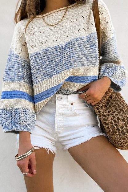 Light Blue Puff Sleeve Sweater