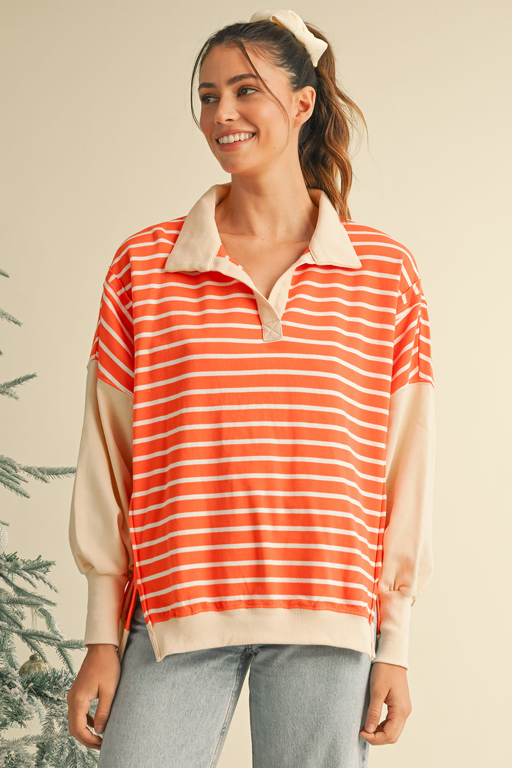 Orange Striped Sweatshirt