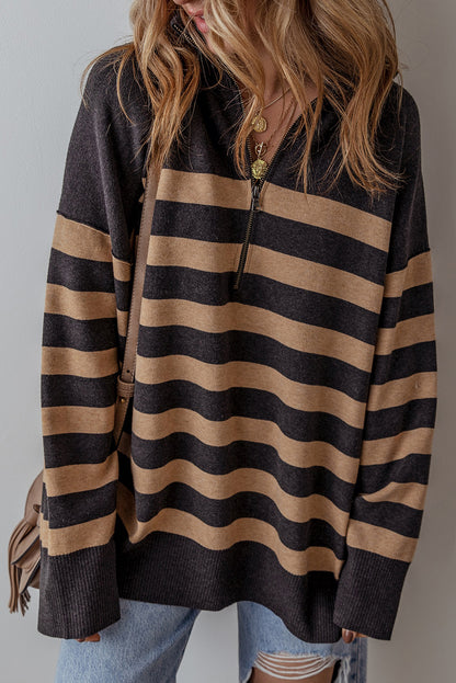 Black Striped Oversized Sweater