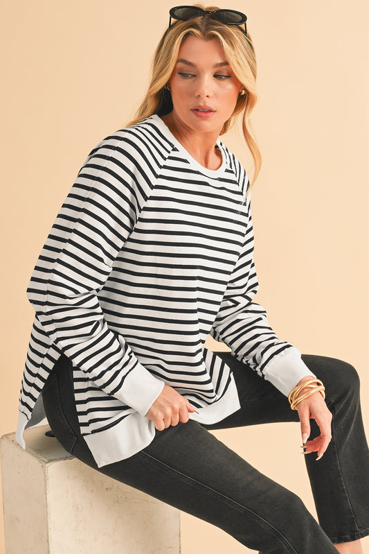 Black Stripe Loose Sweatshirt