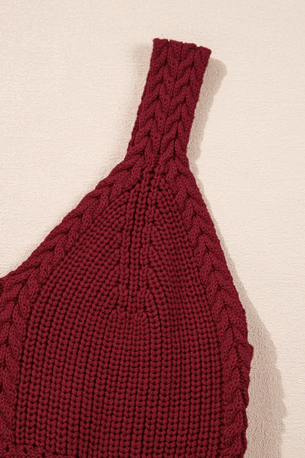 Burgundy Cable Knit Pointelle Camisole