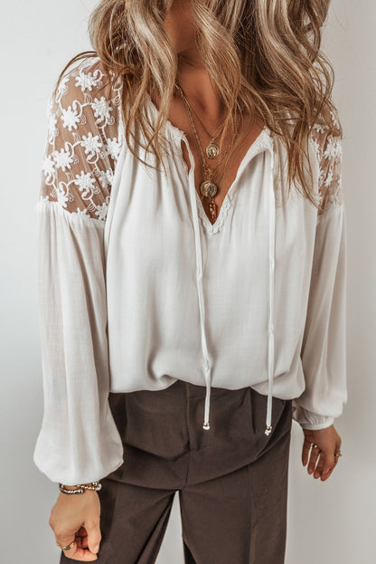 White Floral Lace Blouse