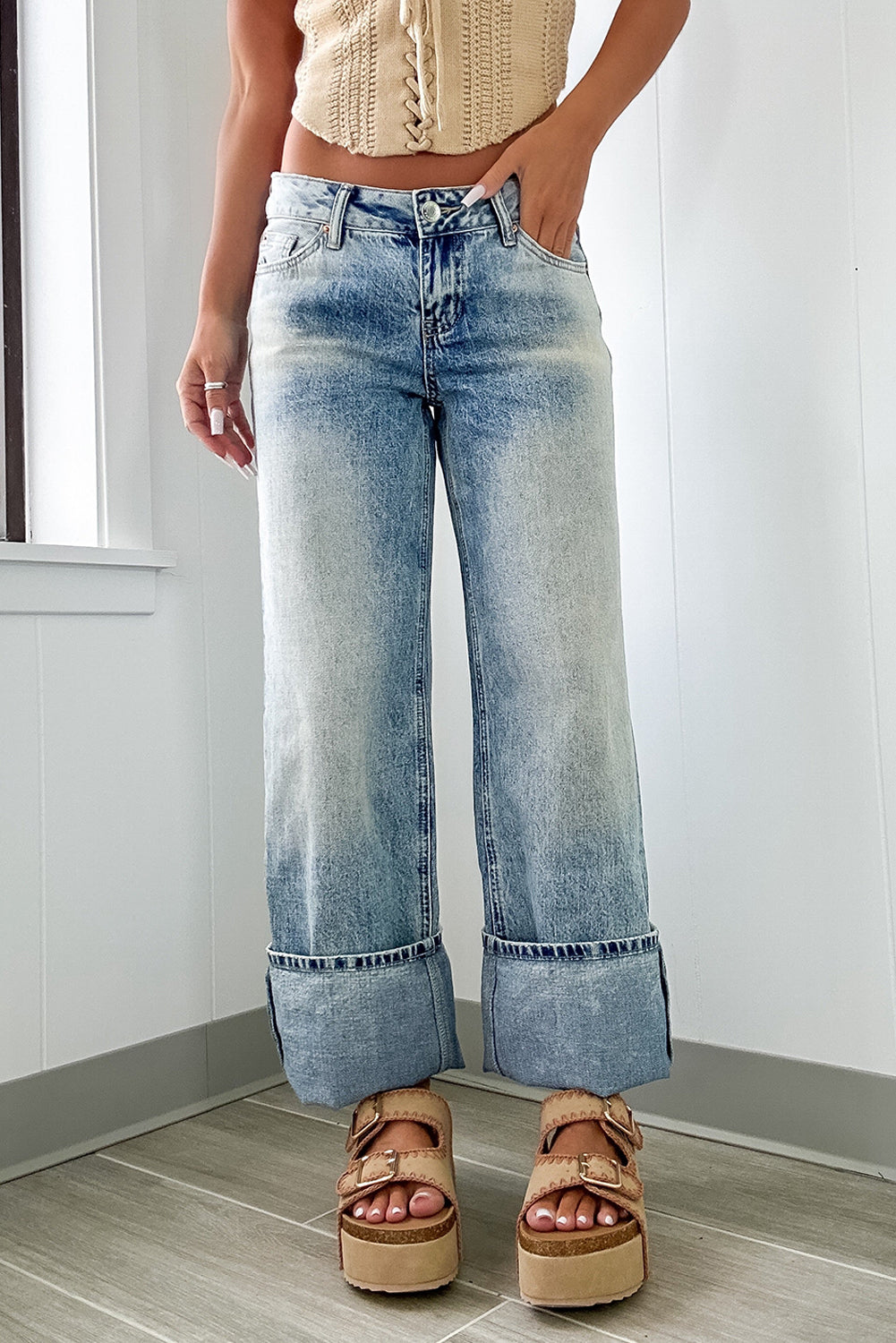 High Rise Washed Jeans