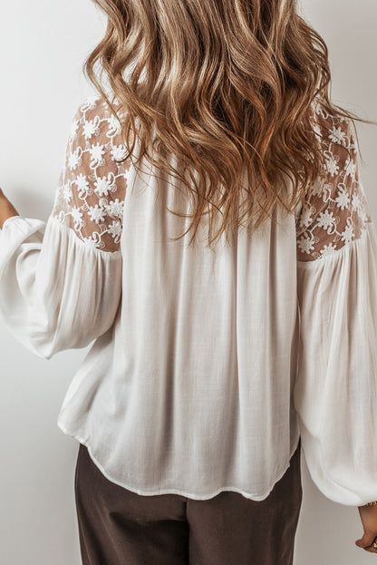 White Floral Lace Blouse