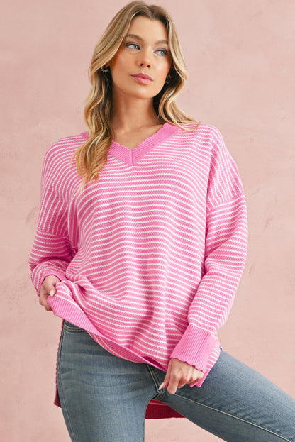 Pink Striped Knitted Sweater