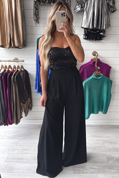 Black Sequin Jumpsuit