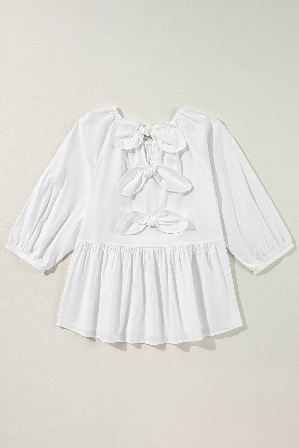 White Bow Knot Loose Fit Blouse