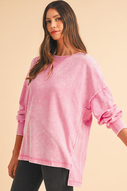 Strawberry Pink Mineral Wash Oversized Sweatshirt