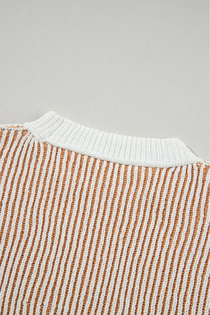 Chestnut Striped Loose Sweater