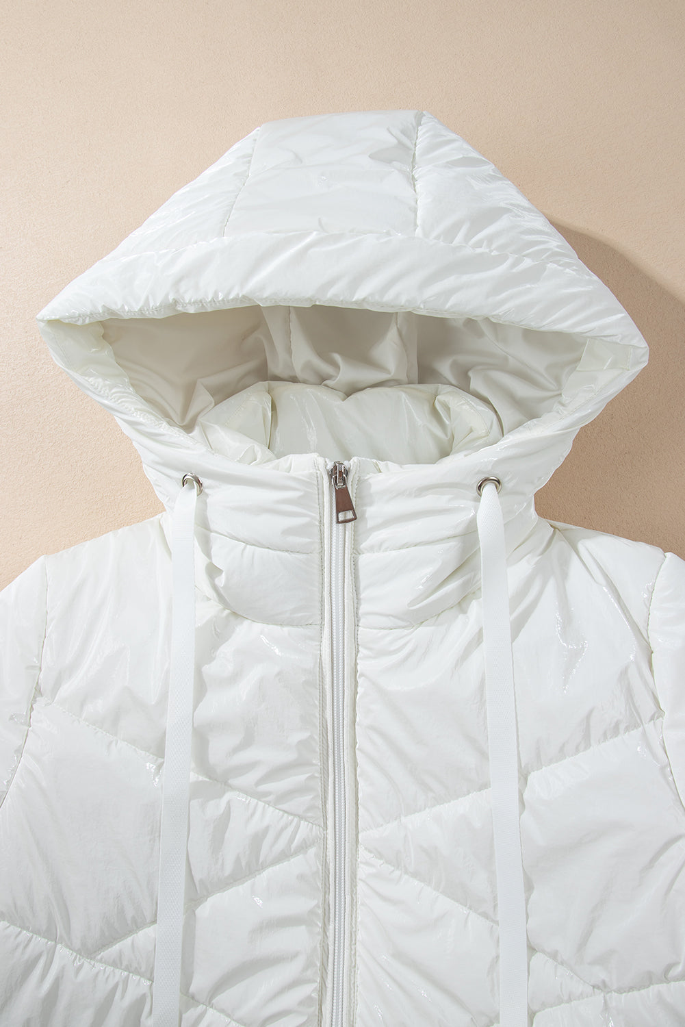 White Quilted Puffer Coat