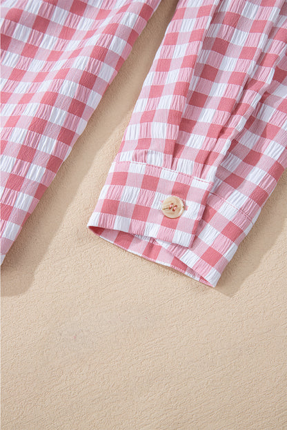 Pink Gingham Print Shirt