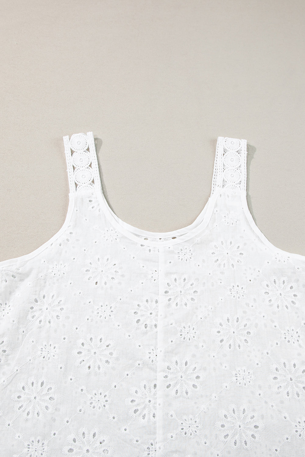 White Eyelet Embroidery Flowy Tank Top