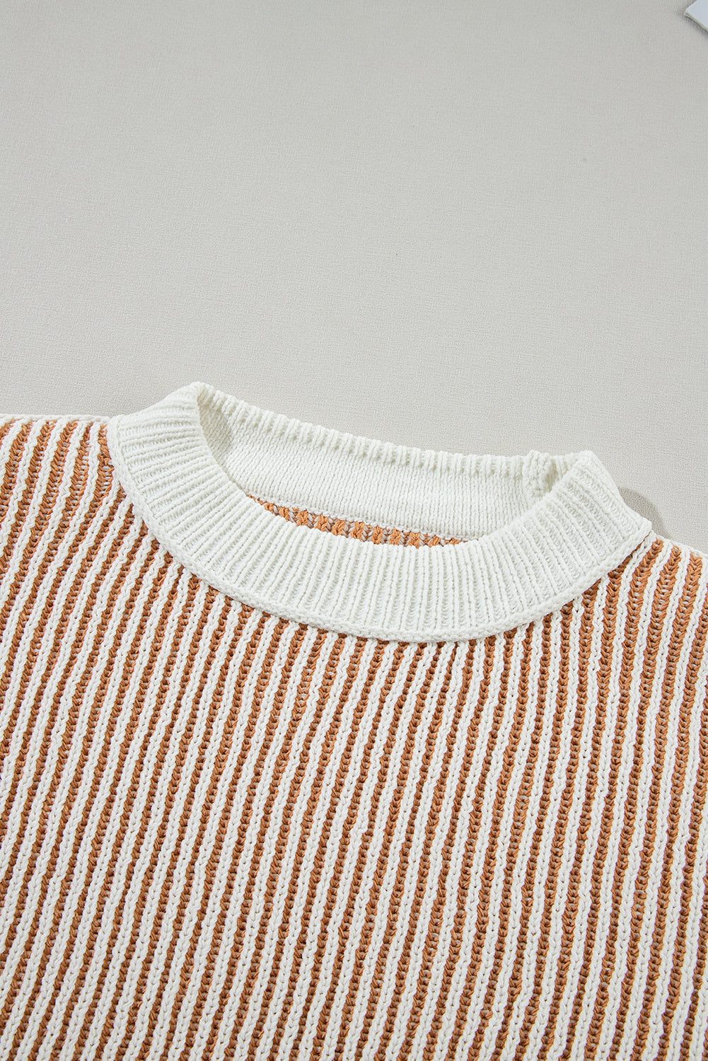 Chestnut Striped Loose Sweater