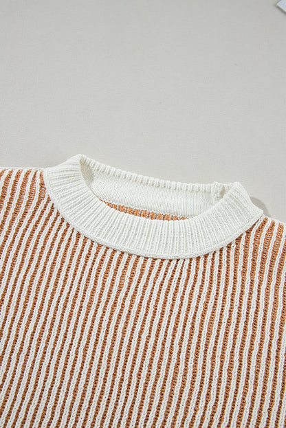 Chestnut Striped Loose Sweater