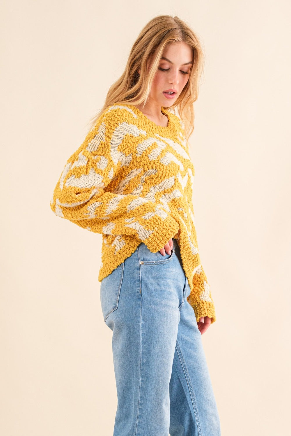 And The Why Textured Pattern Sweater