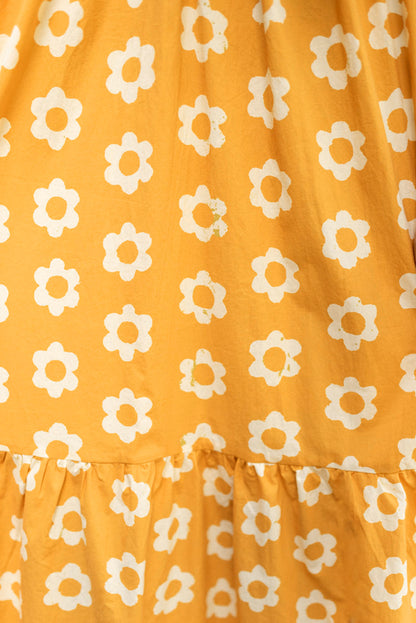 Yellow Flower Print Maxi Dress