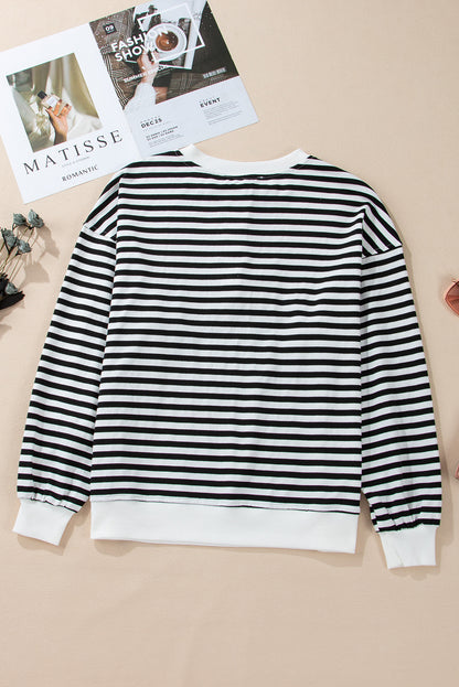 White Striped Oversized Sweatshirt