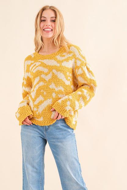 And The Why Textured Pattern Sweater