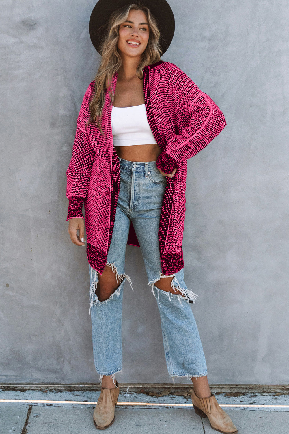 Rose Knit Long Cardigan