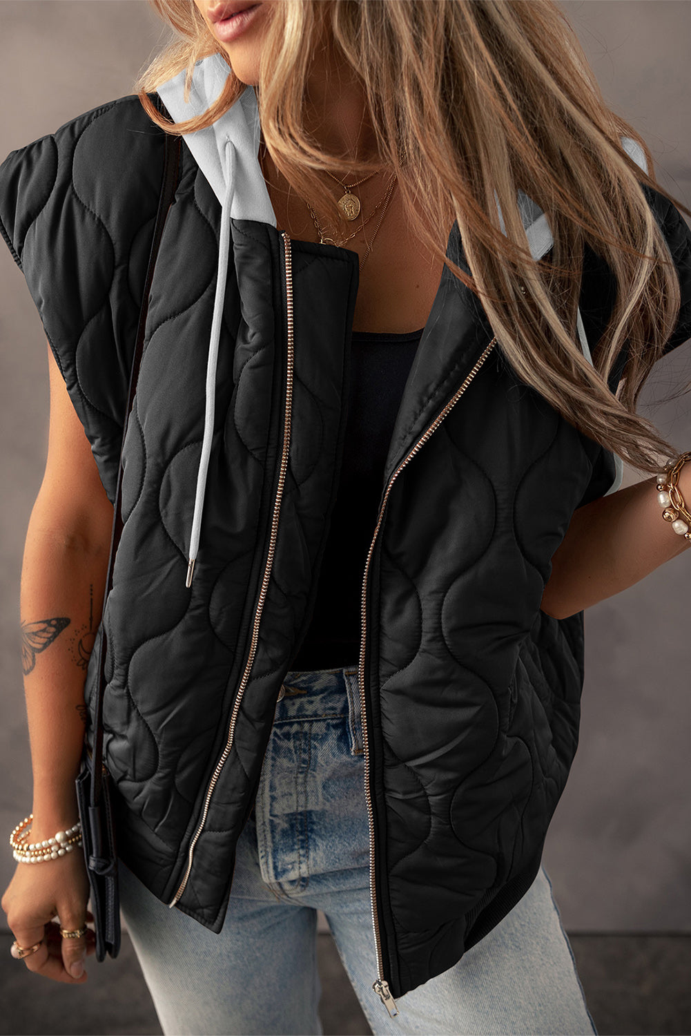 Quilted Hooded Puffer Vest