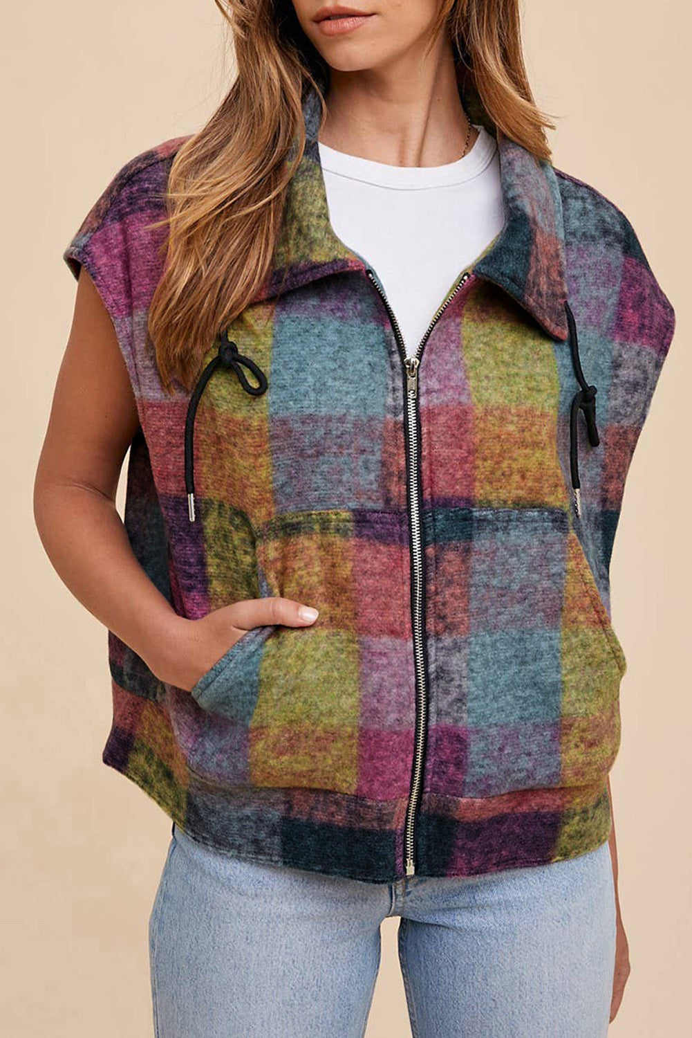 Plaid Print Jacket Vest