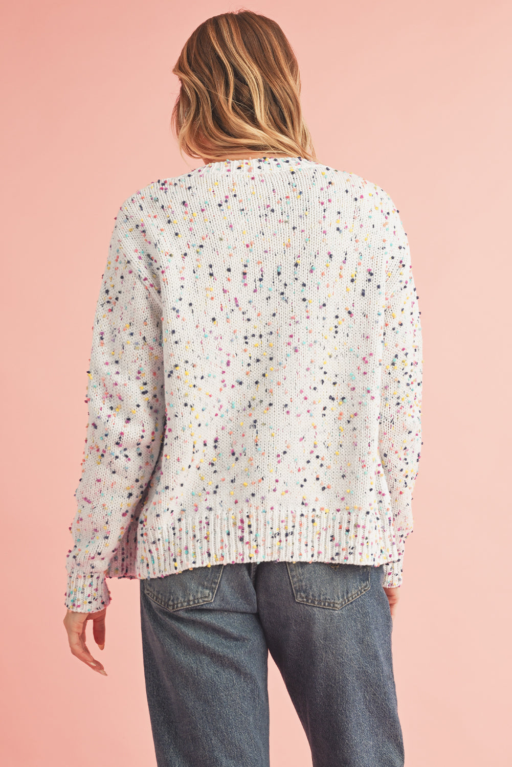 White Confetti Knit Cropped Cardigan