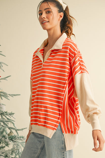 Orange Striped Sweatshirt