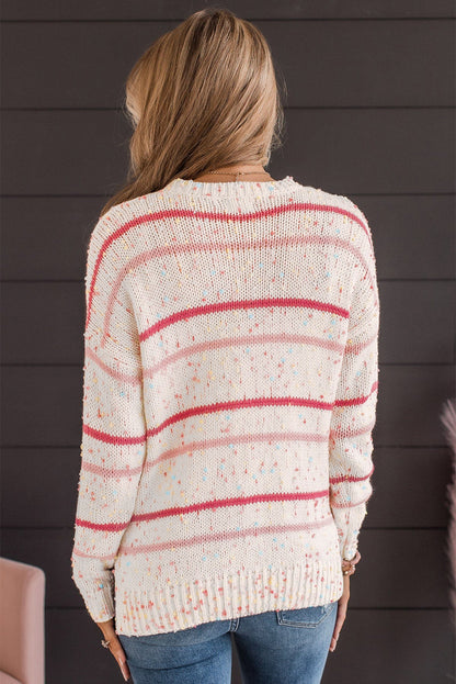 Pink Striped Knit Sweater