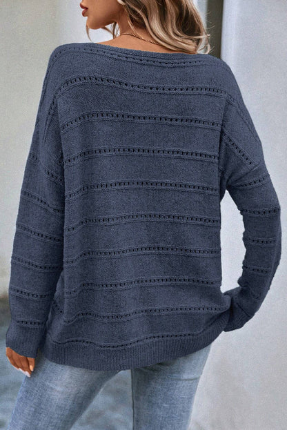 Teal Boat Neck Knit Sweater