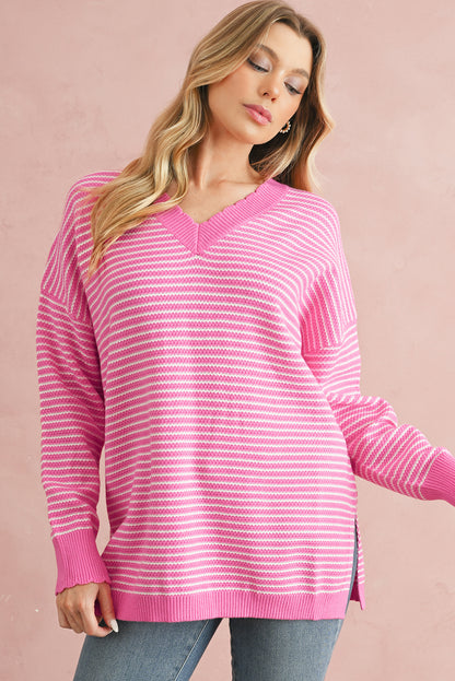 Pink Striped Knitted Sweater